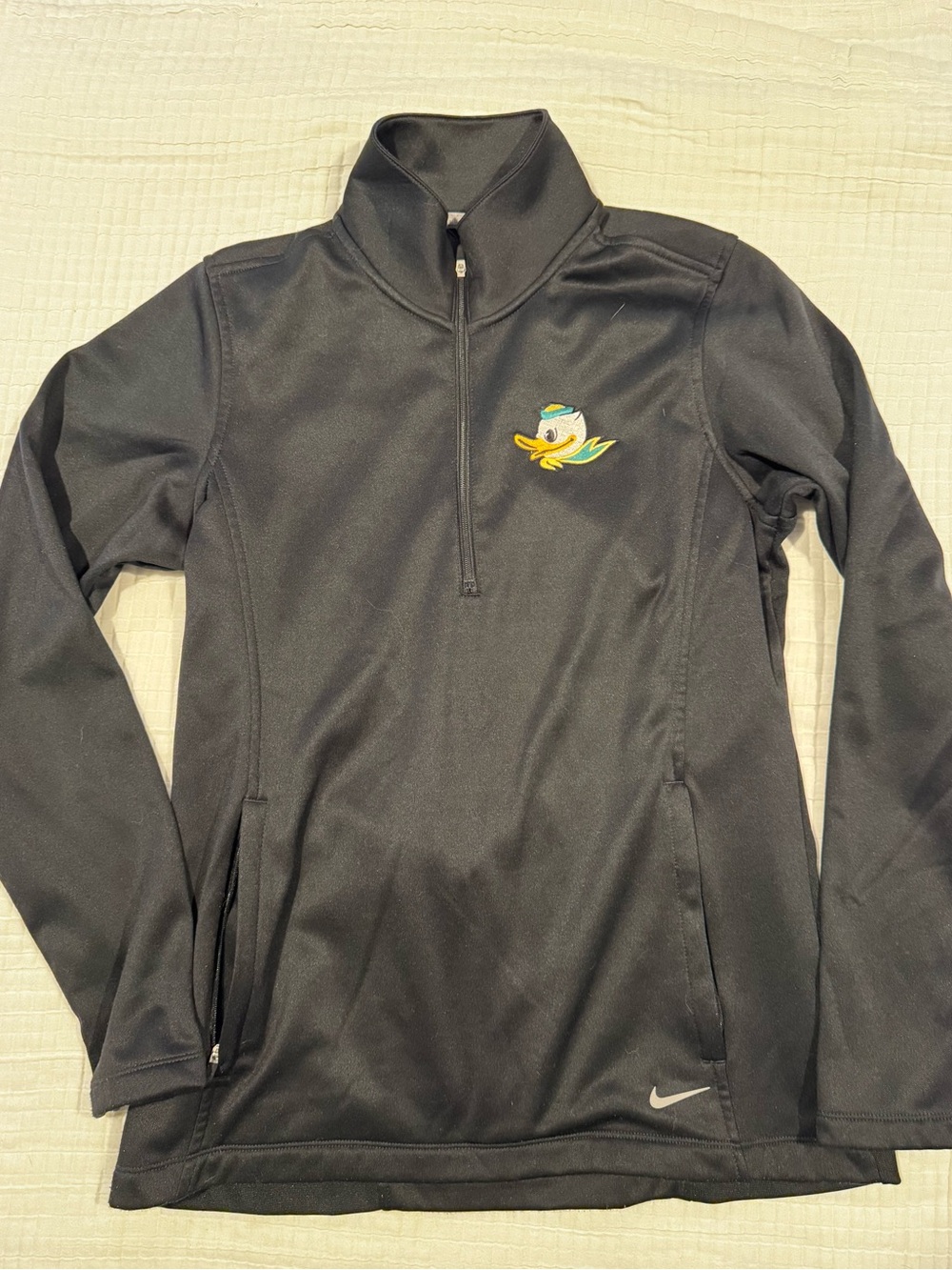 Nike Black Quarter-Zip Pullover with Oregon Duck Crest